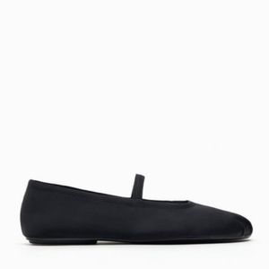 Zara Black Fabric Ballet Flats Size 9